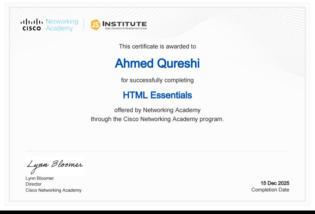 HTML Certificate